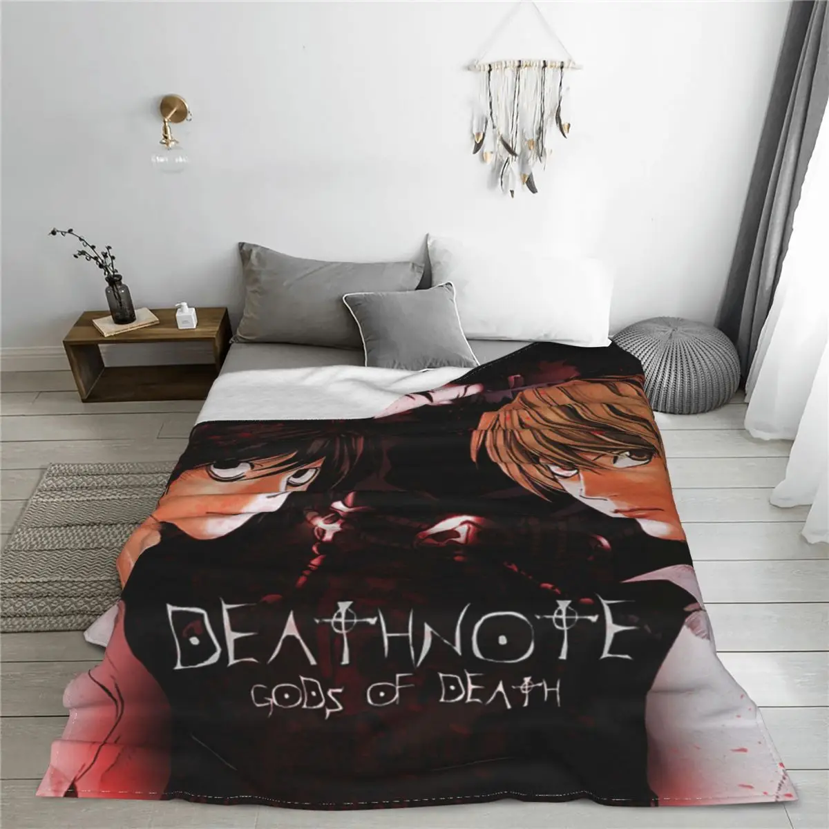 Death Note Anime Blanket Cover Lawliet Yagami Light Shinigami Wool Throw Blankets Bedroom Sofa Printed Ultra-Soft Warm Bedsprea