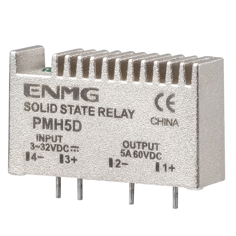 ENMG 3-32V DC 5A Pin Solid State Relay PMH5D DC to DC PCB Plug-in Cast Aluminum Enhanced Heat Dissipation with Working Status In