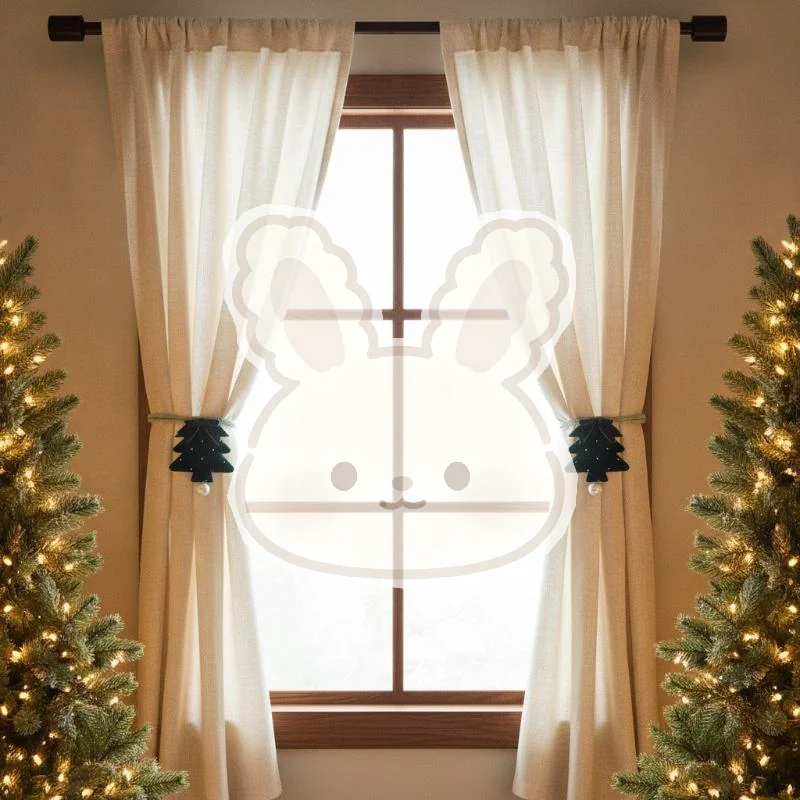 Christmas Tree Curtain Tiebacks 1/2 Pcs Anti-Slip Decorative Tie Straps for Home Window Curtain Securing Xmas Decor