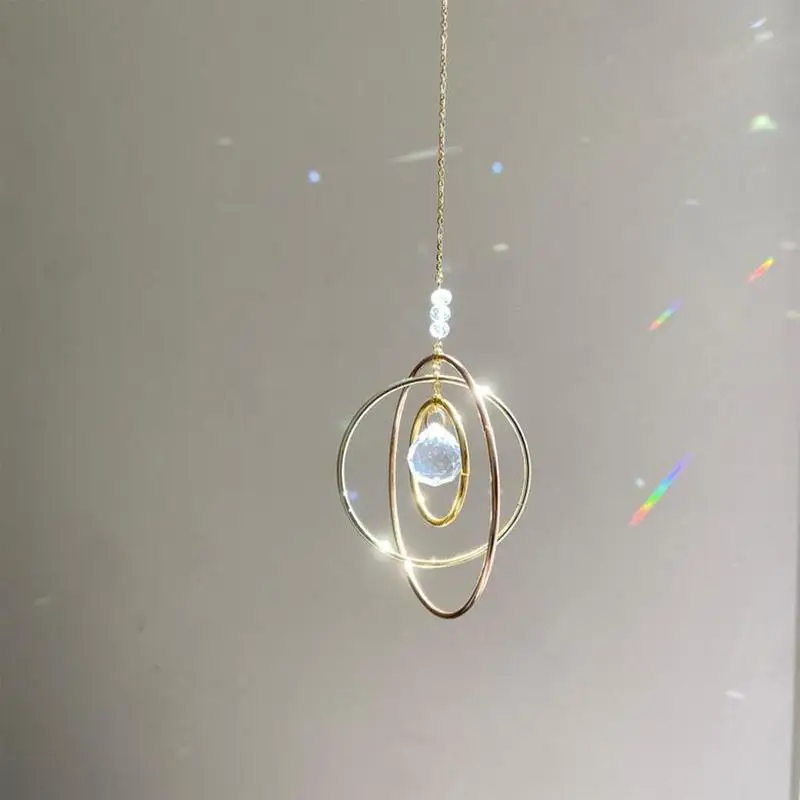 Suncatcher Hanging Crystal Moon Catcher Pendants Wind Chimes Rainbow Prism Window Drop Bell Christmas Tree Home Decor