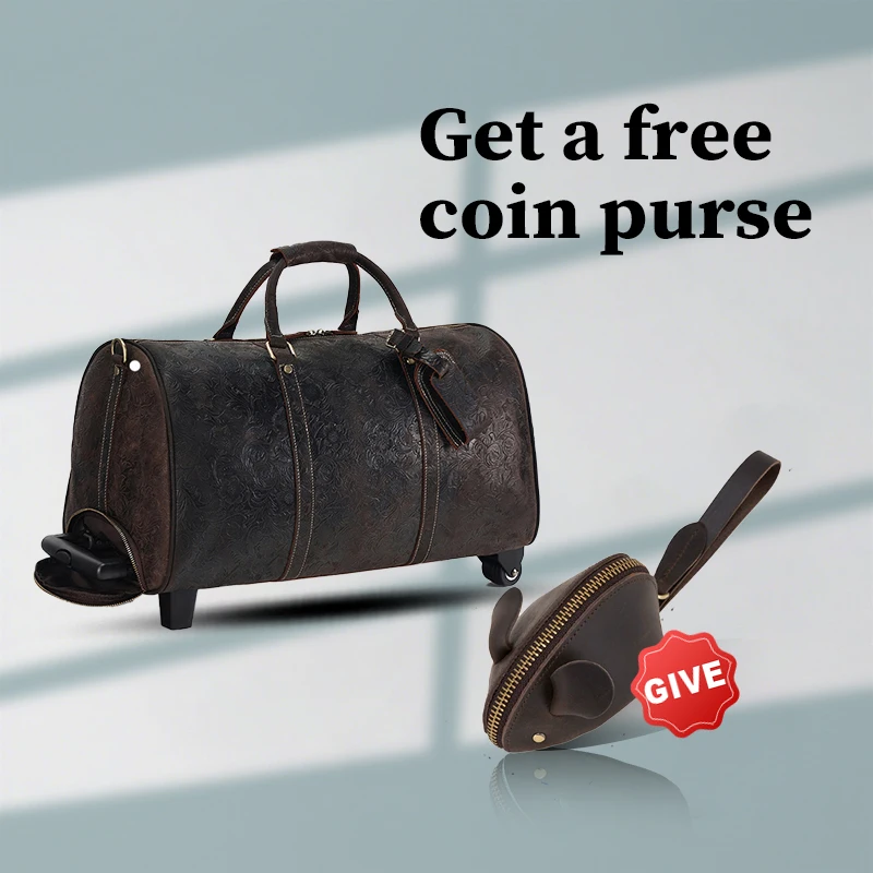 

Новая легкая роскошная дорожная сумка из кожи Crazy Horse с тиснением в стиле ретро, кожаный многофункциональный чемодан большой вместимости