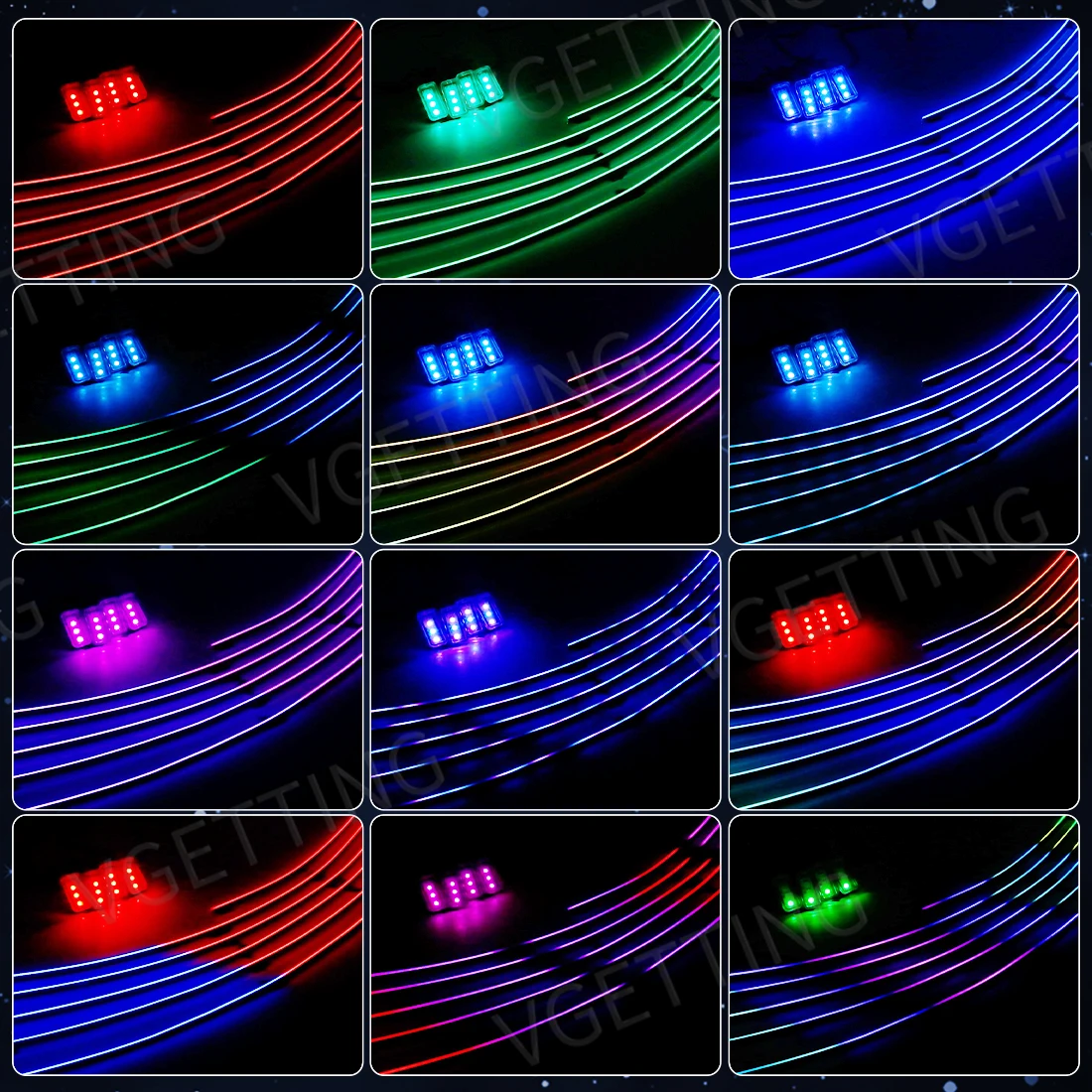 10 in 1 Full Set 140CM Symphony Ambient Light Kit Car Interior Led Strip Light for Car Music APP Remote Control Colorful RGB LED