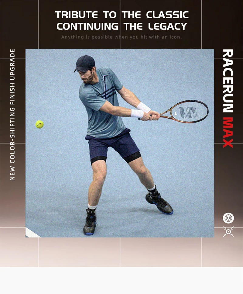 RaceRun-MAX Composite Carbon Tennisschläger, 295±10g Leichtgewicht, 325mm Balancepunkt, Einteiliger Stabiler Rahmen, 50-60lbs, für Fortgeschrittene – Detail 1