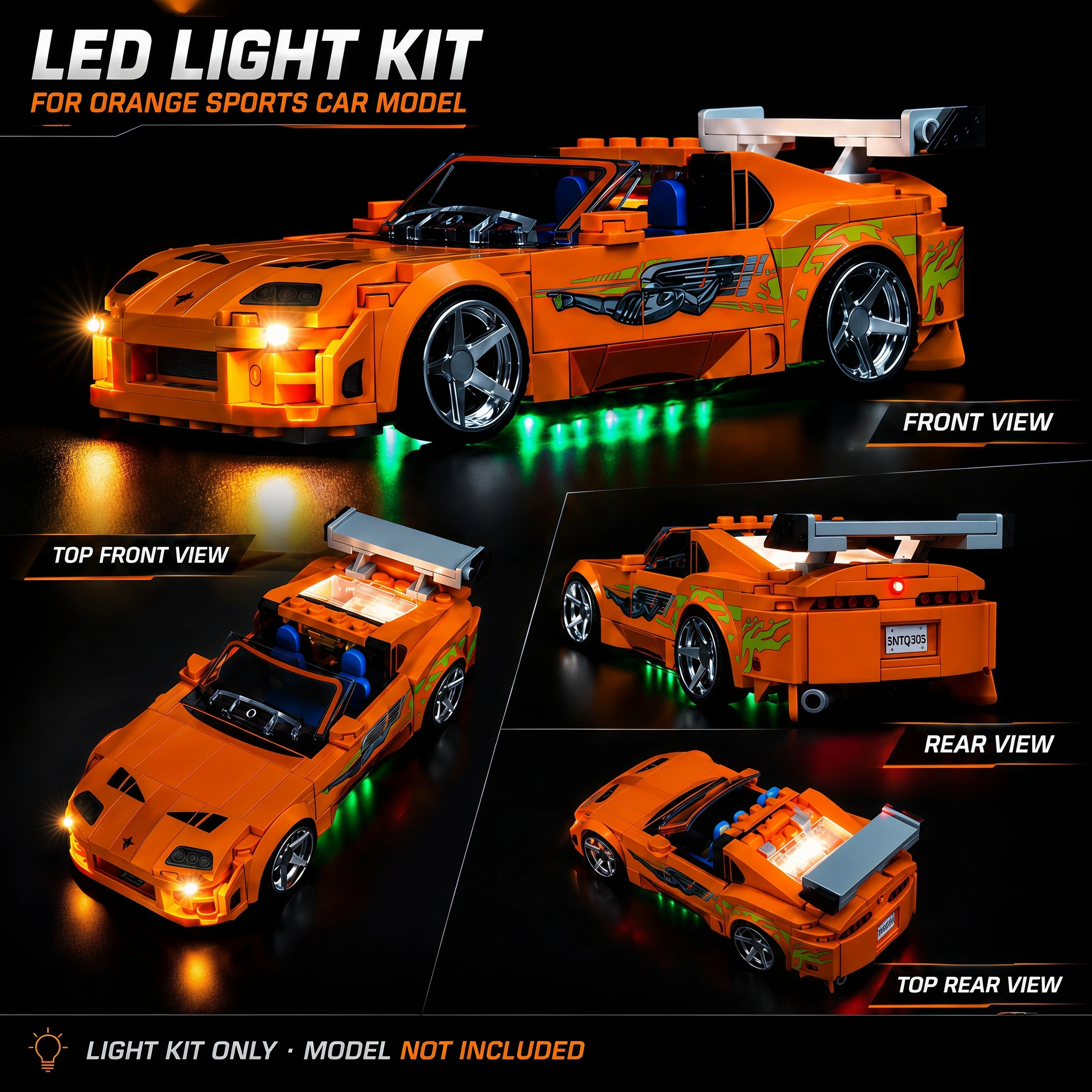 MAXCXT LED Light Set For LEGO 77260 The Fast and The Furious Toyota Supra MK4 DIY Decorative Lamp With Battery Box view 3