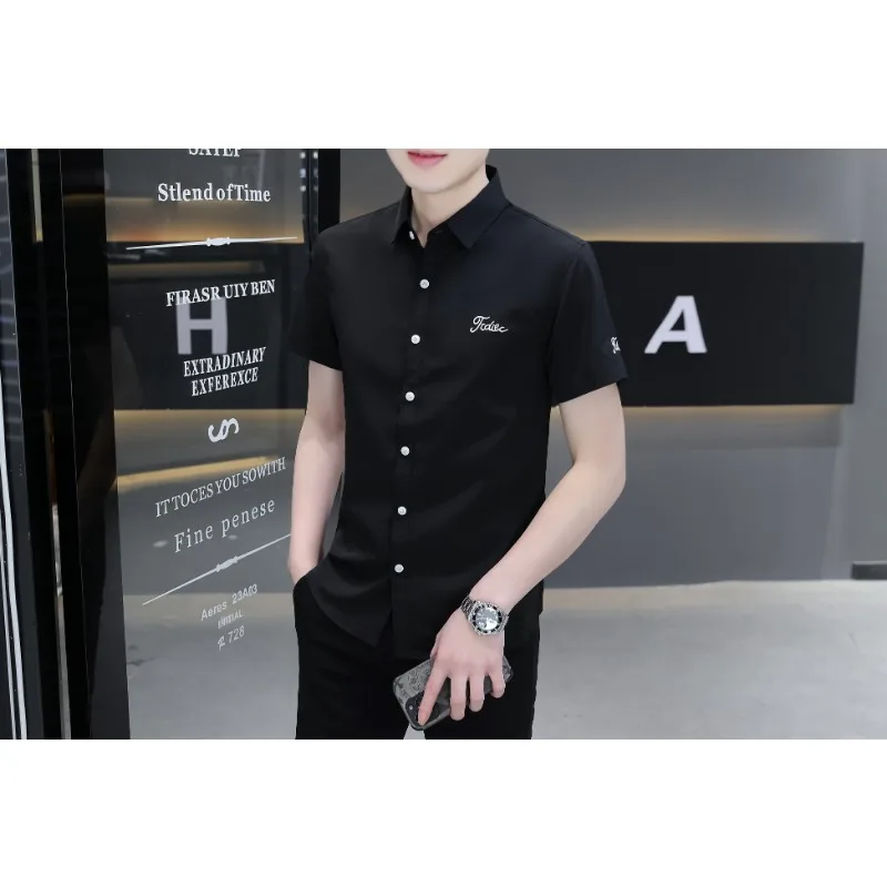 

Кардиган мужской с отложным воротником, рубашка с короткими рукавами, на пуговицах, деловой стиль, стиль английский, повседневная одежда