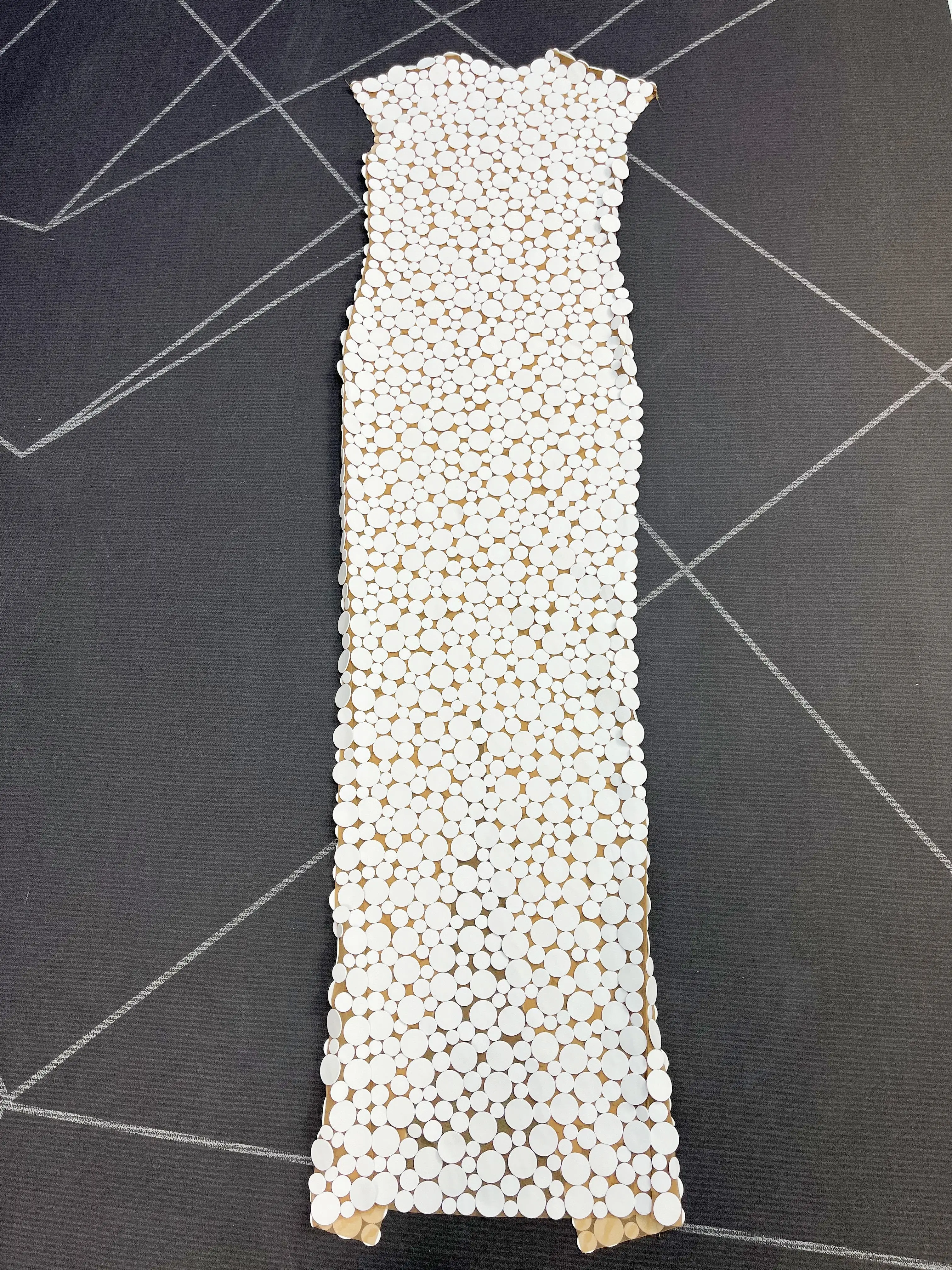 Elegance Designed White Points Foam Trim Fit Mesh Dress Women Evening Wedding Prom Gown Red Carpet Show Fashion Outfit Xiaoxue view 6