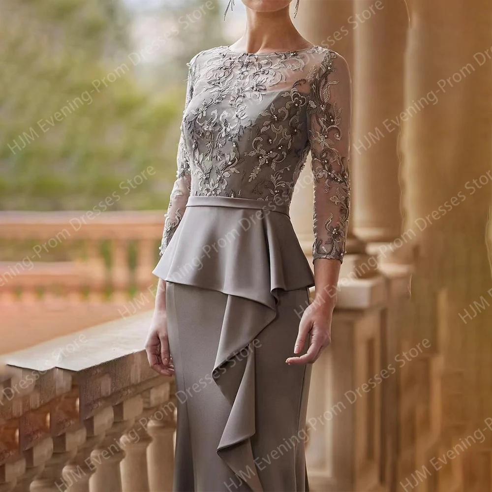 Vestido largo de encaje para madre de la novia, hasta el suelo de sirena traje elegante, ideal para invitados de boda, fiesta de noche, 2024