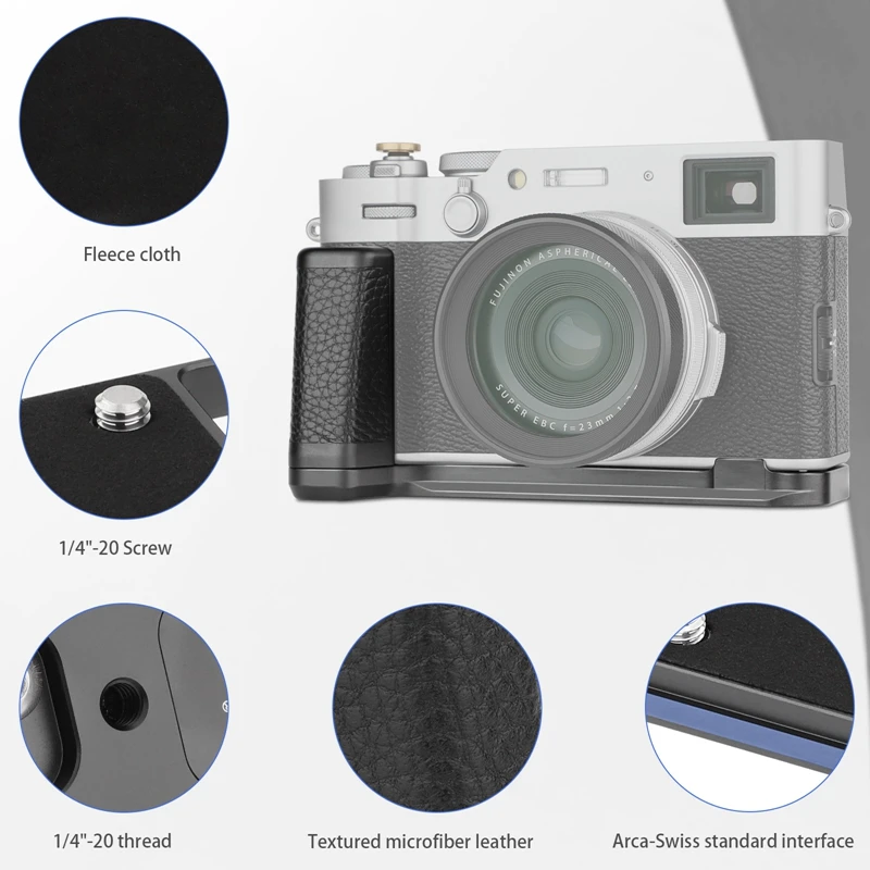Haoge-カメラブラケットホルダー,クイックリリースプレート,Fujifilm x100vi用ハンドグリップ,ブラックフィット,arca swiss,HG-XVIB