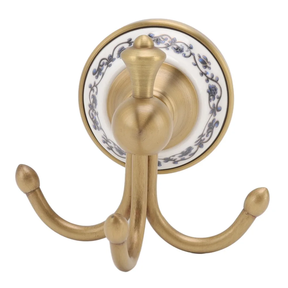 Beautiful Decorative Golden Coat Hook Elegant Copper Ceramic Clothing Robe Hook Wall Mounted Vintage Robe Hook Space Saving