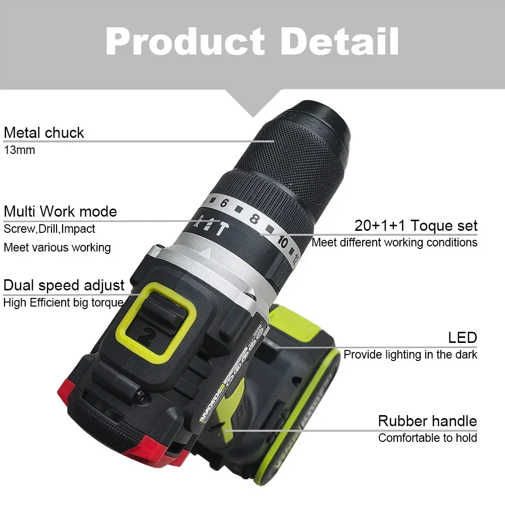 Worx WU369 Cordless Impact Drill Brushless Motor 20v Max 60Nm 2100rpm 33600bpm Multifuncitonal Share Green Battery Platform