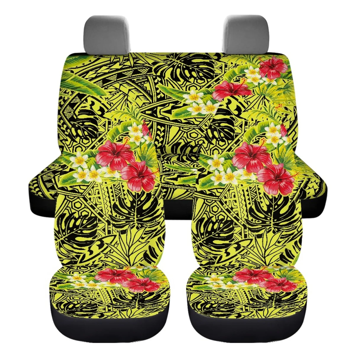 2023 New Fashion Polynesian Tropical Leaves Car Seat Covers Full Set Soft Car Seat Protector Seat Cover for Truck SUV Van Sedan