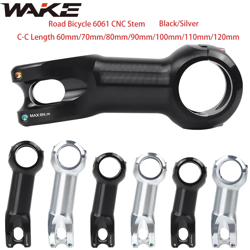 Wake Road Bike Bicycle Accessories Stem Handlebar Stem 31.8mm 10 Degree Aluminum Alloy Lightweight for Cycling Silver Stem