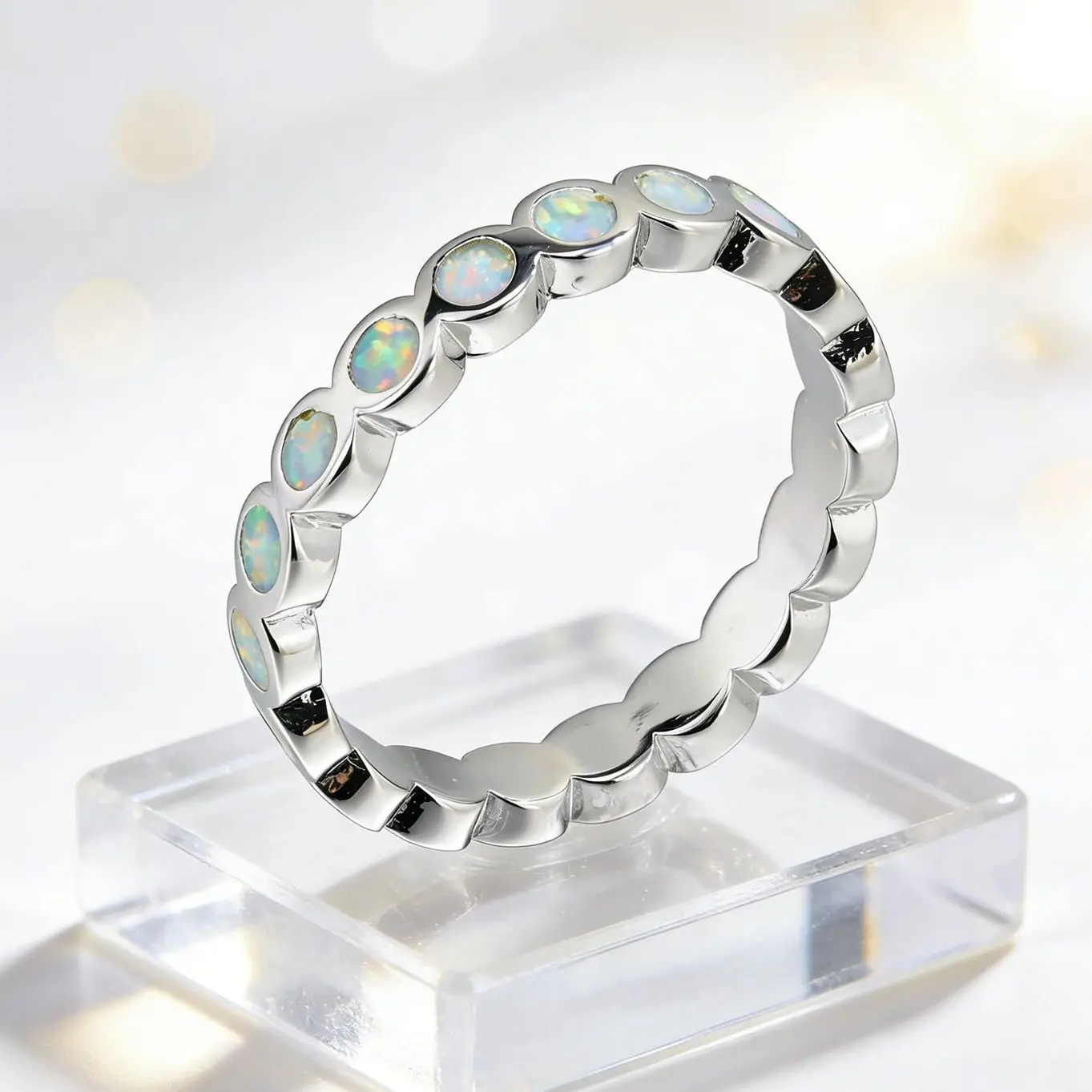 anel-eternity-Unico-empilhavel-com-ondas-de-fogo-coloridas-em-opala-joia-artesanal-em-tom-prateado-para-mulheres-presente-para-uso-diario