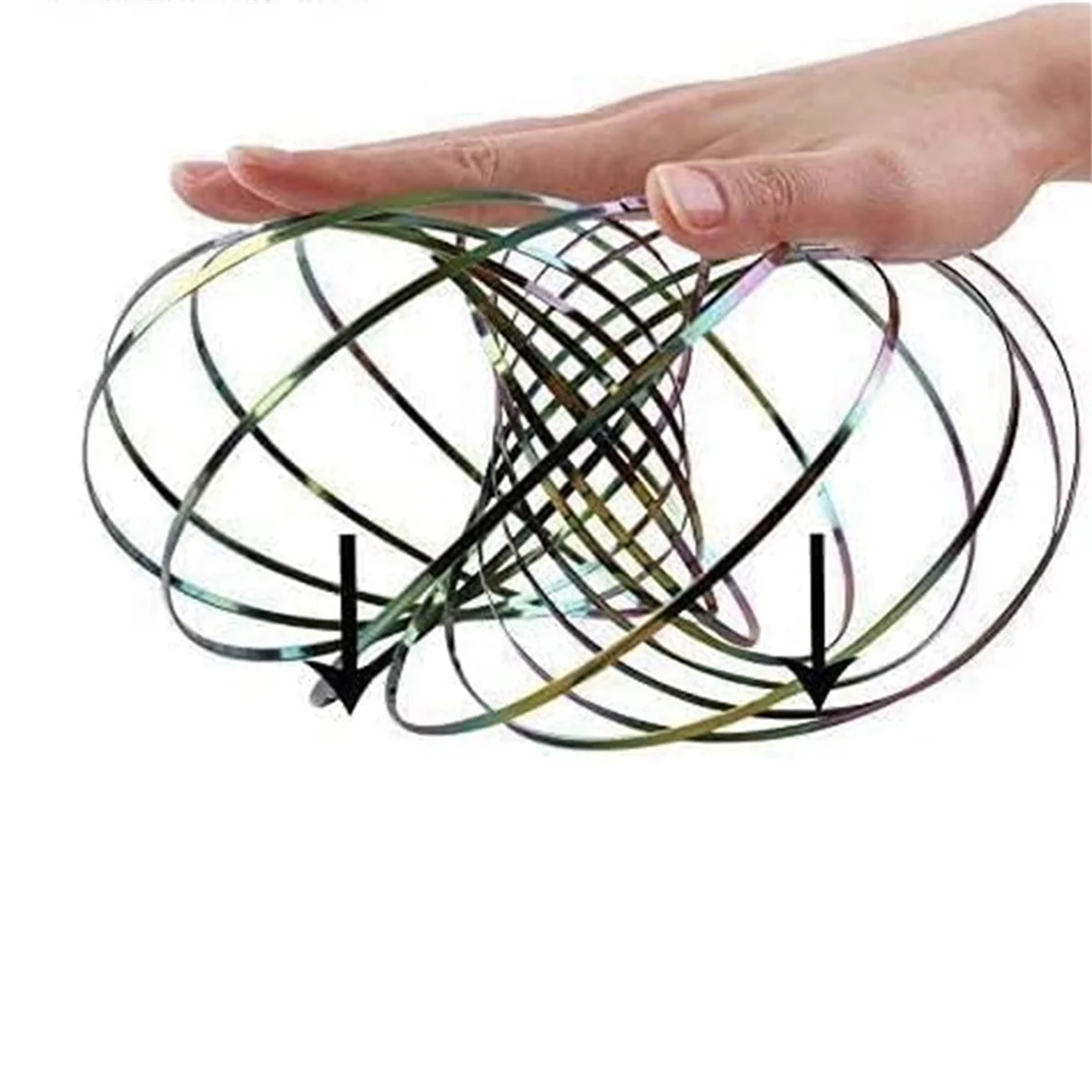 2Pcs Flow Ring Magic Bracelet Toy Metal Fastening Flow Rings Magic Hand Toy(Rainbow)