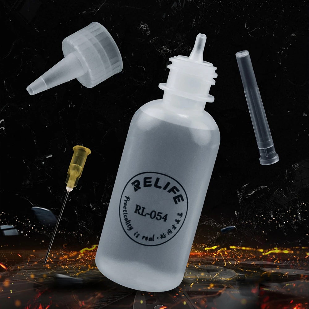 RELIFE RL-054 50ML Solvent bottle Needle Tip Soldering Cleaning Liquid Flux Alcohol Oil Dispenser Plastic Hand Bottle Cleaner