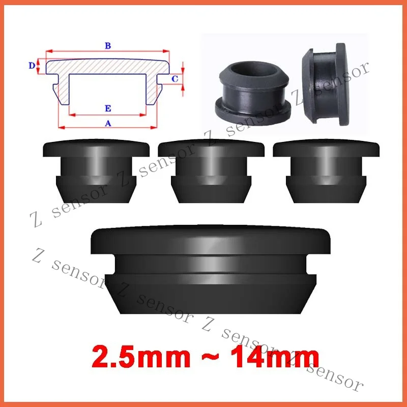Z+ Black Snap-on Hole Plug Silicone Rubber Blanking End Caps Seal Stopper 2.5~14mm