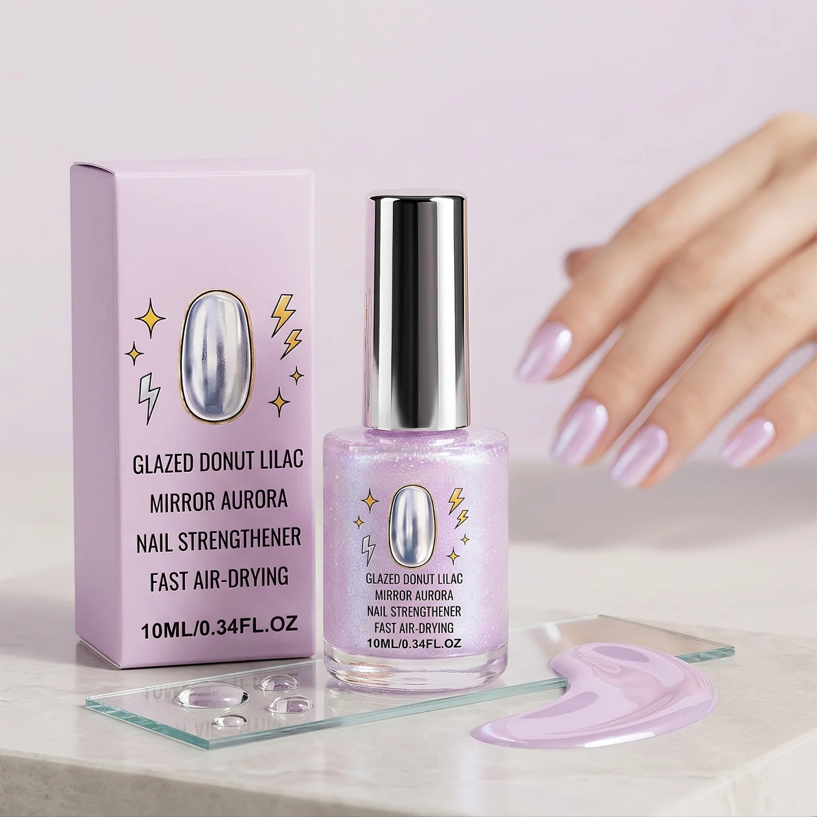 Nail Polish & Seal Coat Mirror Gloss Lavender Tone Thin Coating Smooth Home Hand-Painted Not Easy to Scratch Not Easy to Light U