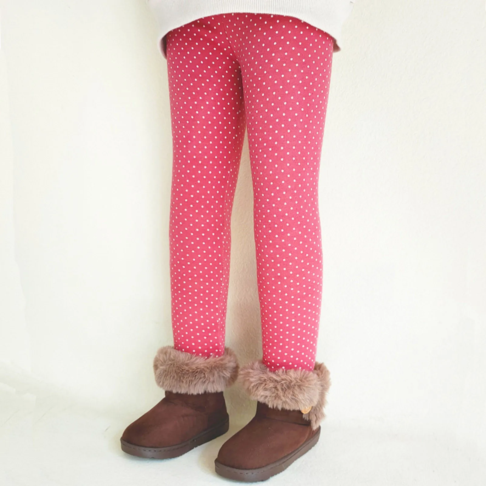 Newborn Pants Winter Cotton Pants Girls Print Dot Warm Fleece Leggings Autumn Girl Tights Plus Velvet Thicken Trousers Children