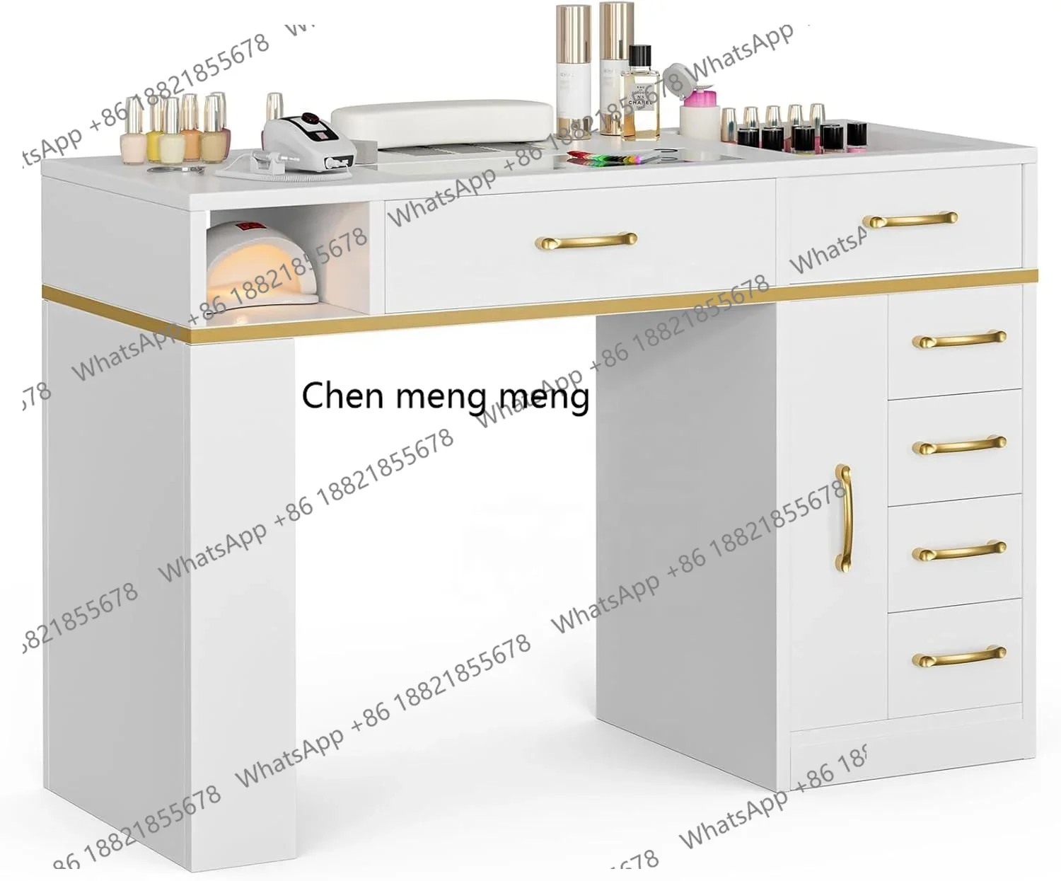 

Маникюрный стол K153 с настраиваемой стеклянной столешницей, вытяжкой и системой хранения, профессиональная мебель для салонов красоты