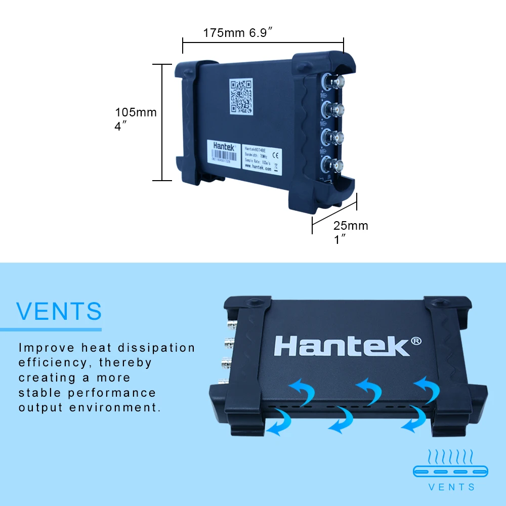 Hantek 6074BE 70MHz 4CH automatyczny zestaw oscyloskop cyfrowy narzędzie diagnostyczne 1GSa/s USB wirtualny oscyloskop przyrząd diagnostyczny