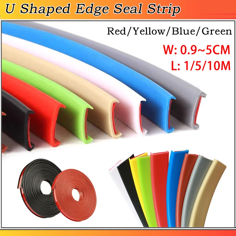 

L: 1/5/10M W: 0.9~5cm Red/Yellow/Blue/Green TPE Self Adhesive Edging Protector DIY Furniture Edge Strip