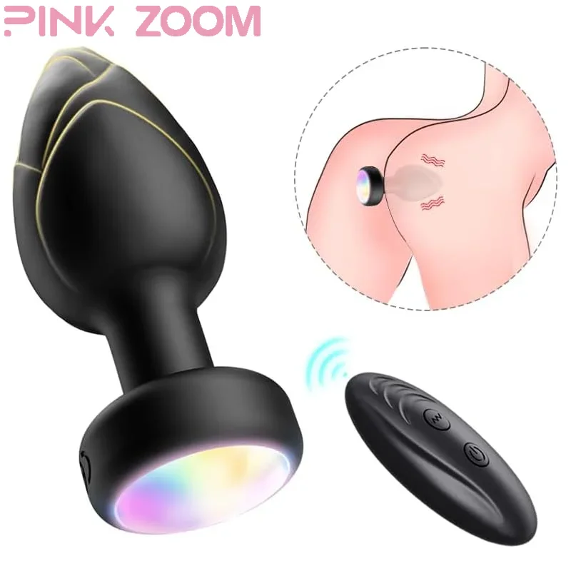 Anal Vibrator Sex Toys For Men Wireless Remote Butt Plug Anal Plug LED Light Male Prostate Massager Vibrating Sex Toys for Women