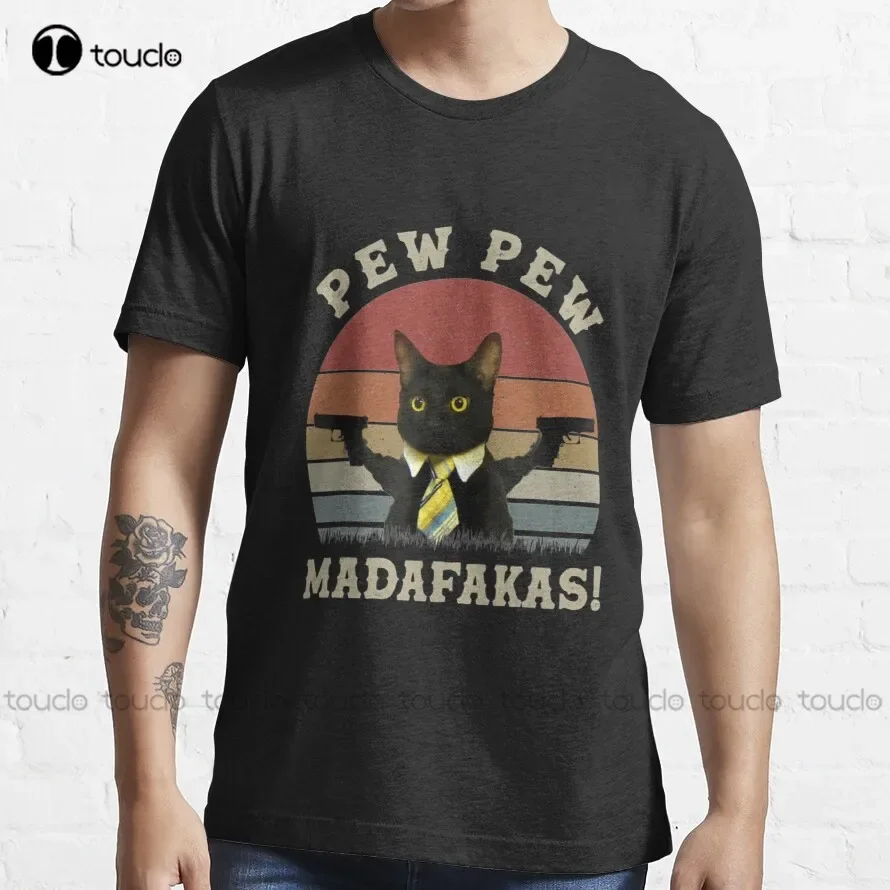 Cat Vintage Pewpewpew Madafakas Cat Crazy Pew Trending T-Shirt Cat Shirts For Women Fashion Tshirt Summer Xs-5Xl Unisex Retro