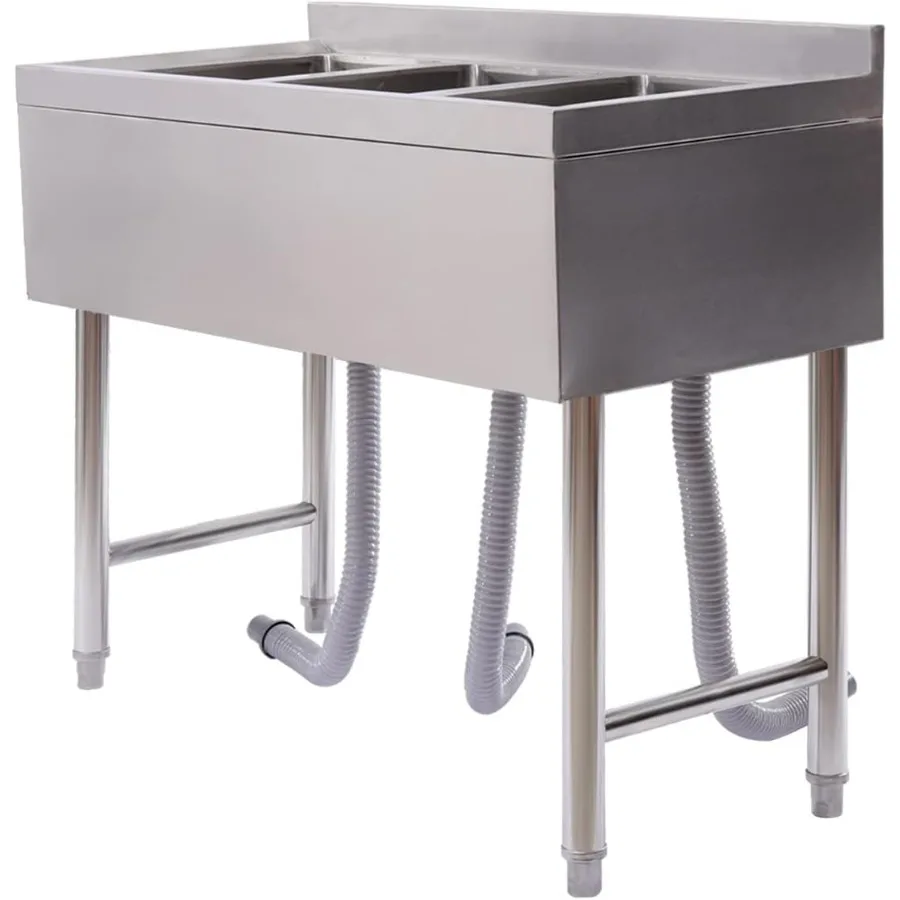 

Коммерческая раковина из нержавеющей стали с 3 отделениями для сверхмощного использования на кухне — отдельно стоящая двойная грузовая и универсальная раковина с Dura