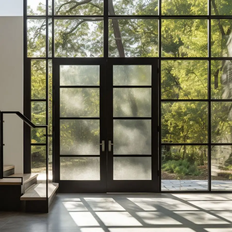 High Quality Slim Frame Aluminum White French Door Glass Entry Door Interior French Swing for Villa Decorative Aluminum Alloy