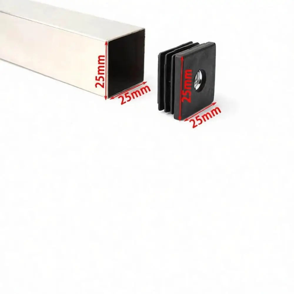 Plastic Square Tube Insert Threaded Nut Plug Furniture Feet Cap Protector Industrial Metal Piping Sealing Hardware Part