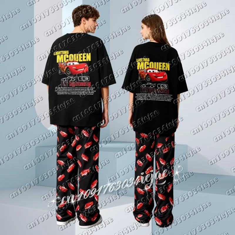 

Disney Hot Car Mobilization Spring and Autumn Summer Short Sleeved Pants Set Casual Adult and Children's Parent Child Clothing