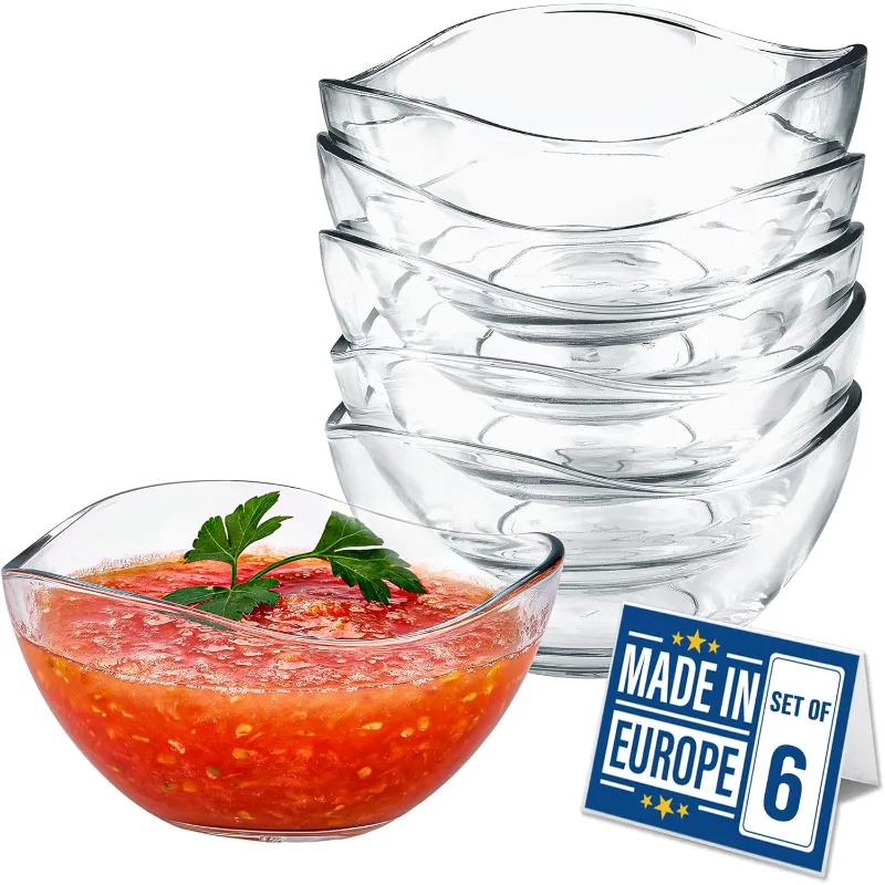 

Small Glass Bowls for Kitchen Prep, Modern Round Serving Dishes for Dessert, Salad, Fruit, Pudding, Candy, Cereal, Ice Cream