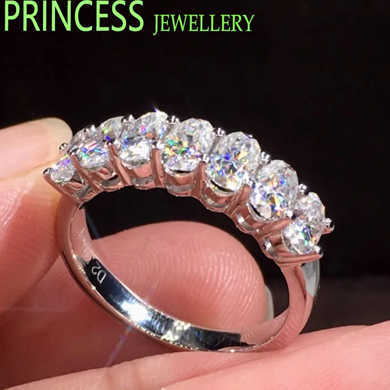 

Real Solid Au750 18K White Gold Ring Each stone 0.3Carat Oval hape Moissanite Diamond Women Engagement Anniversary Band Rin