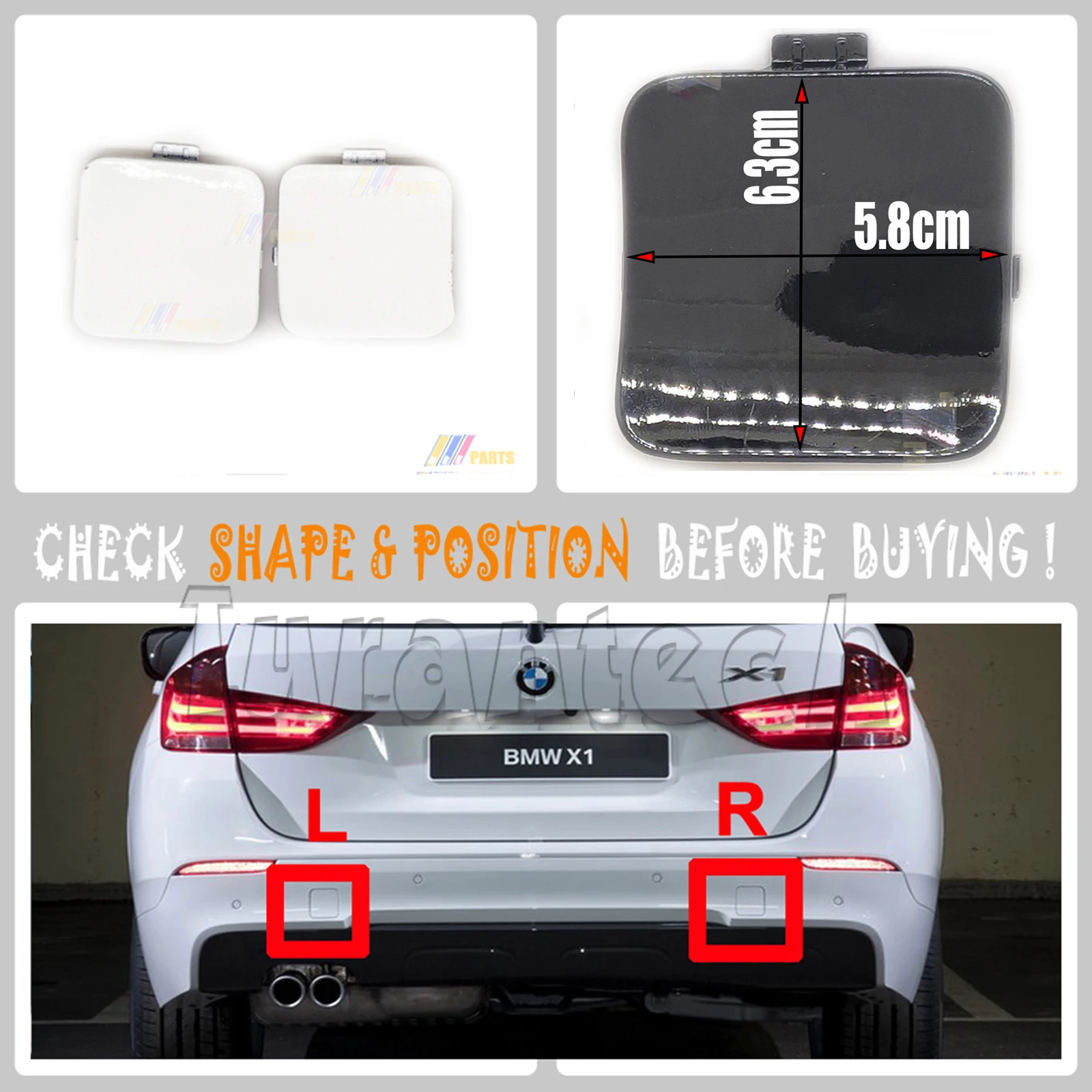 

L&R for 11-15 BMW X1 E84 M SPORT 20iX 25dX 28i 28iX 35iX SAV REAR TOW COVER 51127845543