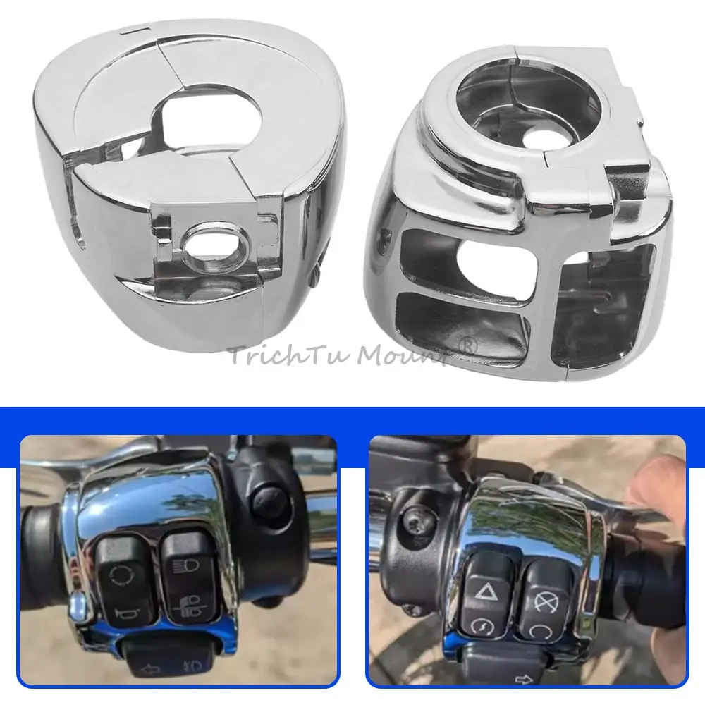

Handlebar Control Switch Housings Cover Kit Fits For Harley Davidson Sportster (Xl) Dyna Softail 2011–2024 Chrome Switch Housing
