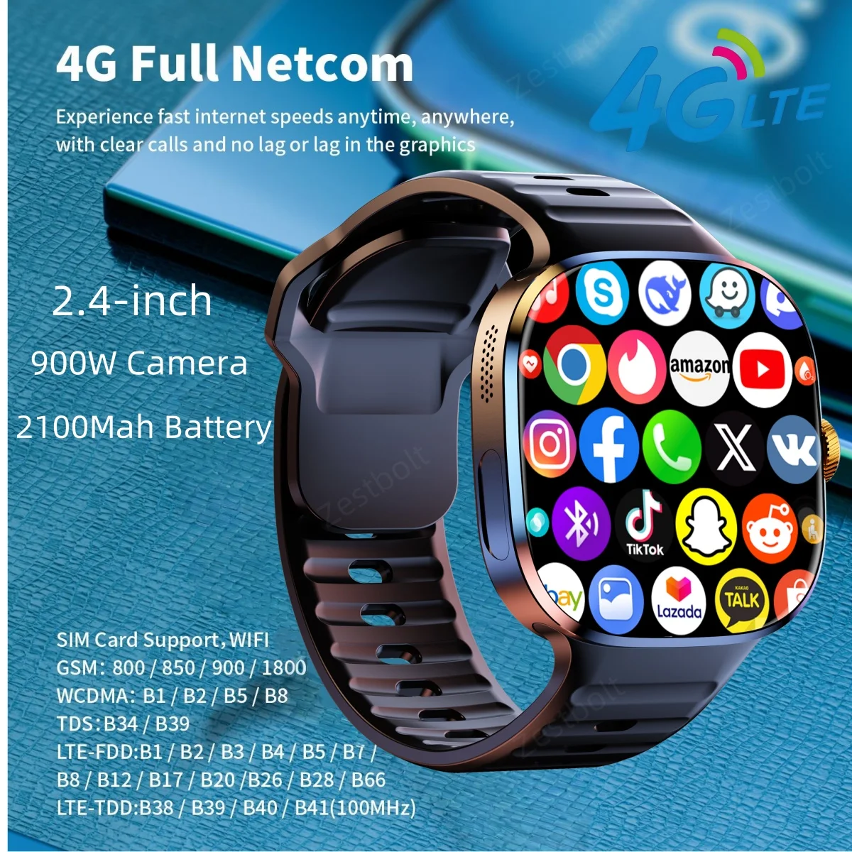 New M99 5G Cellular Version Smartwatch 2.4inch Amoled Larger Screen Android 10 Smart Watch With Rotary Camera Sim Card Slot WIFI