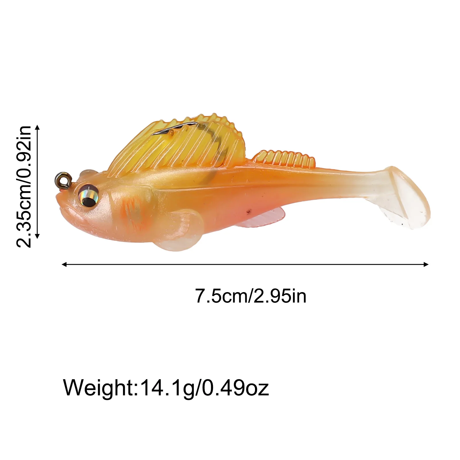 طعوم صيد أسماك نائمة مظلمة ، جسم ناعم ، ذيل مجداف ، طعوم سباحة ، هزازة باس ، 14 جم ، 1 #6