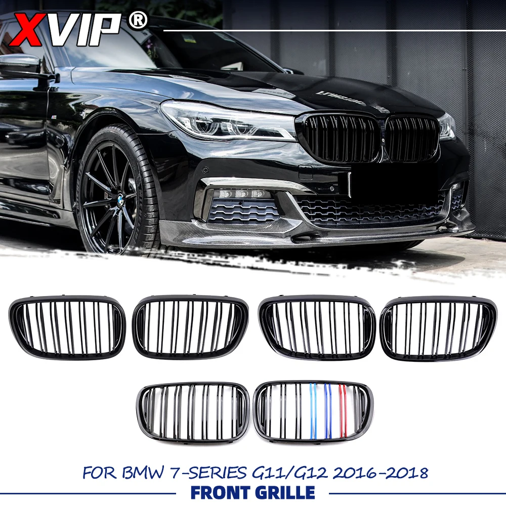 

Решетка радиатора XVIP Double Line Style черная глянцевая в стиле M для BMW 7-й серии G11 G12 2016-2018, замена передней решетки автомобиля