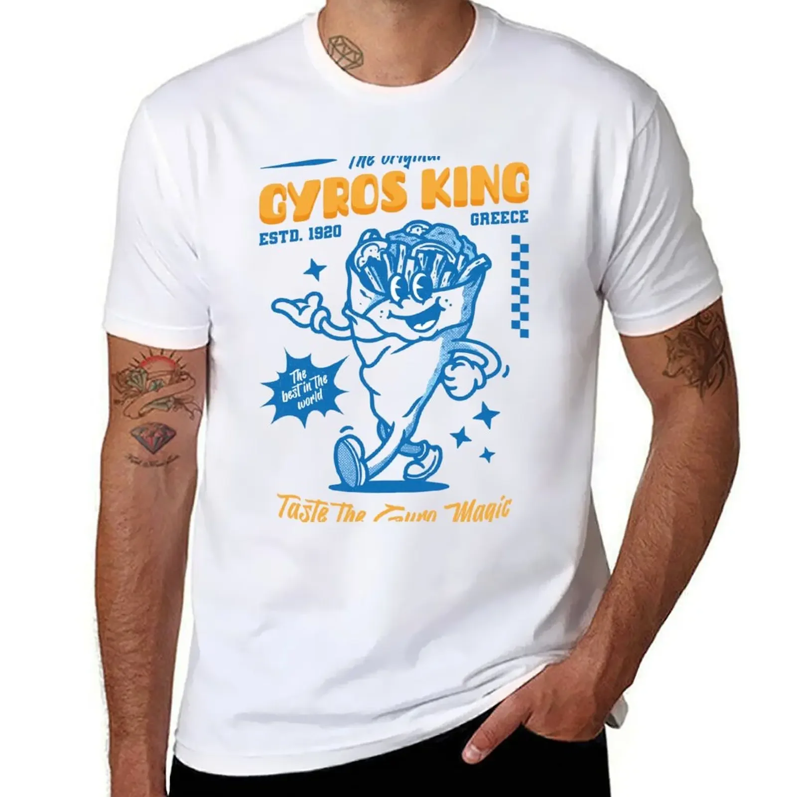 Greek Gyros Retro Mascot Tshirt T-Shirt Blouse Short sleeve tee designer shirts vintage funny t shirts men