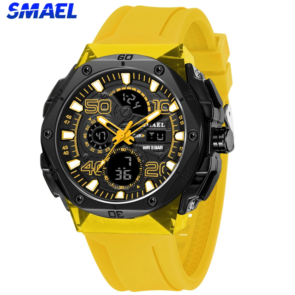 SMAEL Outdoor Sports Watch for Men Waterproof Luminous Time Display LED Digital Stopwatch Man Wristwatch Fashion Casual Watches