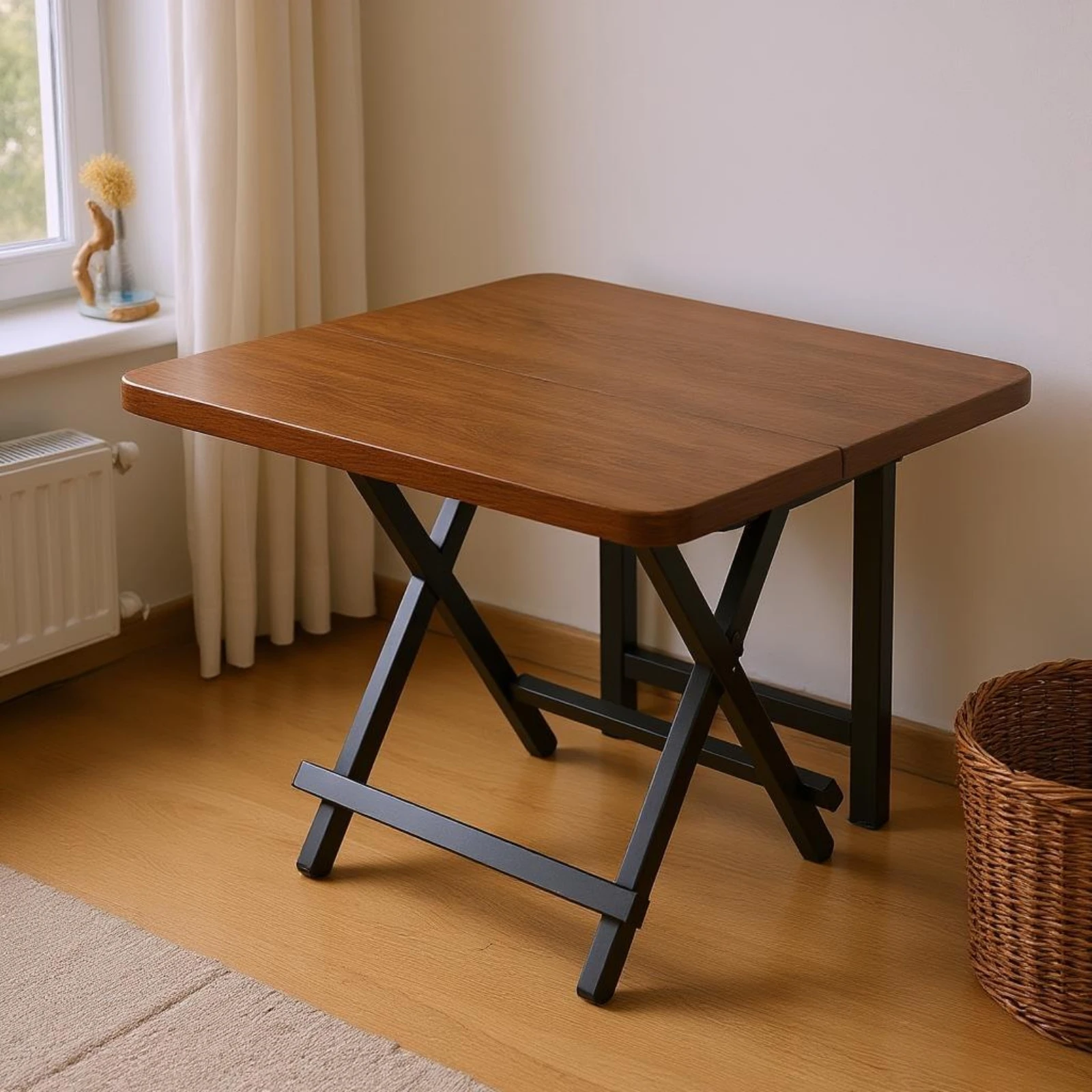 Heavy Duty Folding Dining Table Portable Square Table Easy to Clean Sturdy Support Functional Furniture for Compact Rooms