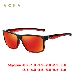 VCKA Square Myopia Sunglasses Men TR90 Polarized Fashion Driving Prescription Eyewear Custom Prescription Glasses -0.50 to -6.0