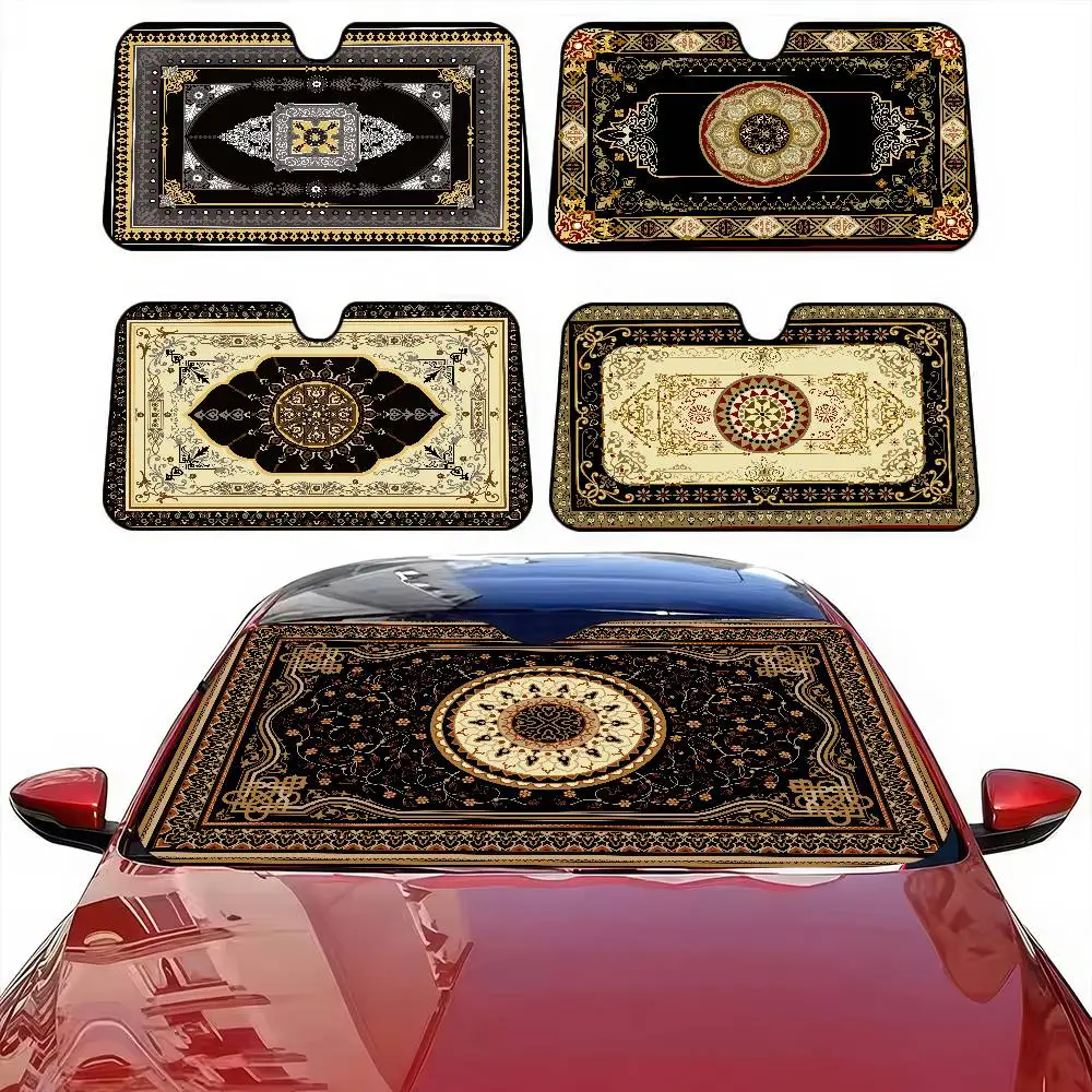 

Роскошный солнцезащитный козырек на лобовое стекло автомобиля с принтом ковров — мультяшная фольга, теплозащитный экран, козырек на переднее окно, автомобильная солнечная защита