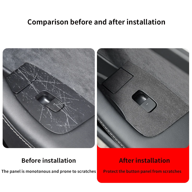 for Tesla Model 3/Y Window Button Protection Sticker Flipped Leather Protection Sticker to Protect Button from Scratches