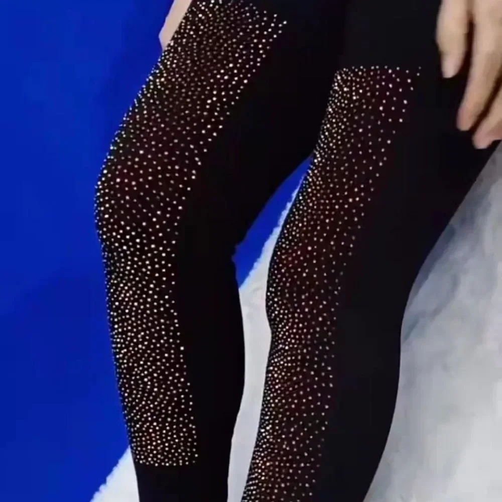 High-waisted, elastic, slim-fitting, versatile and shiny Rhinestone Pants - New Colorful Bright Diamond Brushed Women's Leggings