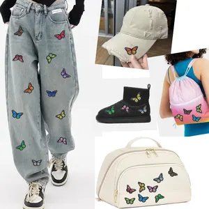 12 piezas de hierro bordado en parches Daisy Sunflower Bee Butterfly Animal Patch Applicique Reparación para Jeans Bolsas 10 mejores bordados de mariposa de ventas - №5