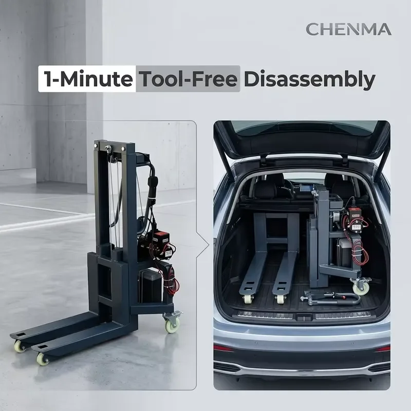 300kg Portable Electric Self-Loading Forklift 1600mm Lift Height Battery Powered Stacker for Van Loading and Unloading