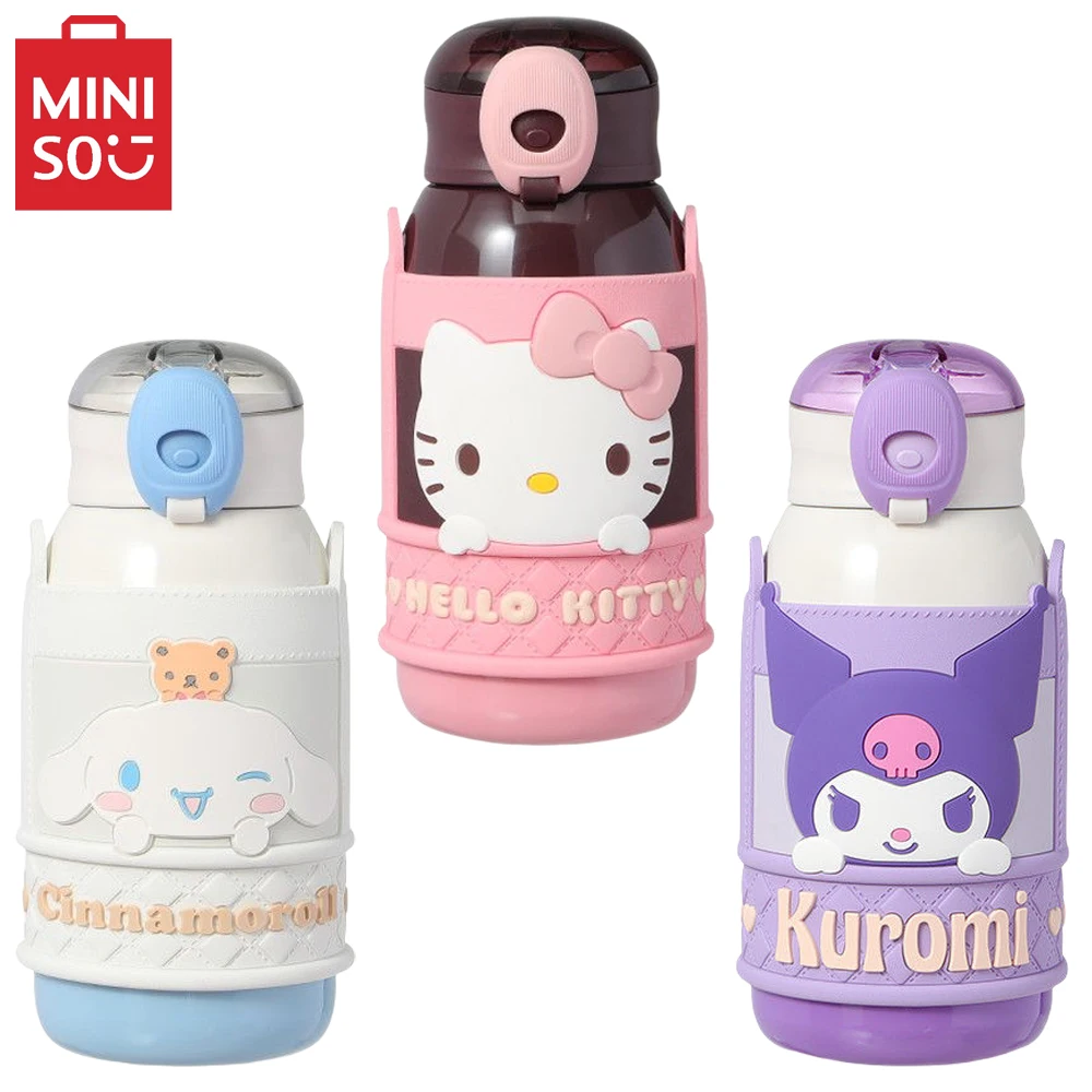 MINISO Anime Cartoon Cinnamoroll Kuromi HelloKittys Thermos Cup Cute Portable Large Capacity 304 Stainless Steel Water Cup 600ML