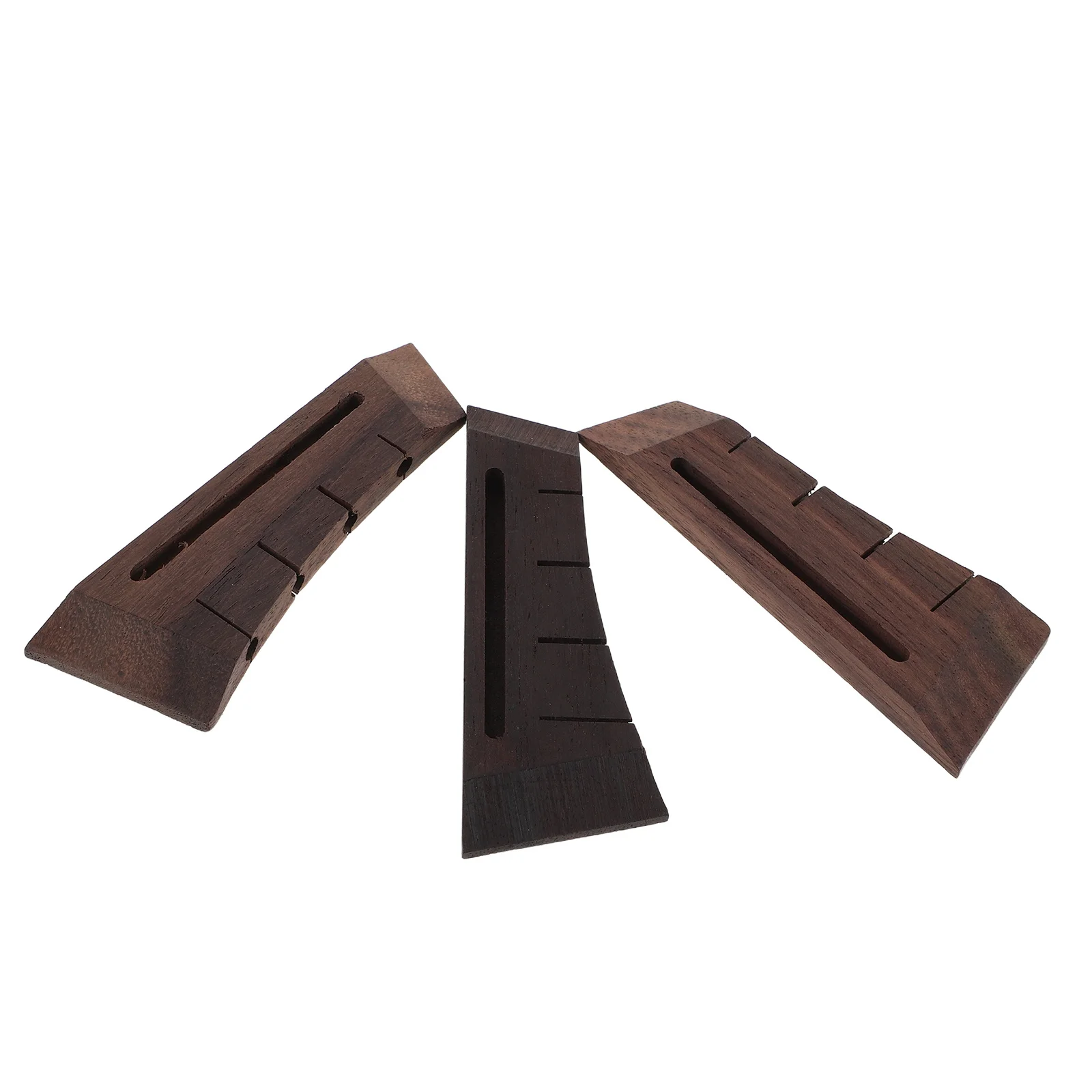 

3pcs Wooden Ukulele Bridge For 4 String Ukuleles Durable Curved Design Enhancing Tone Resonance Easy Diy Installation Repair
