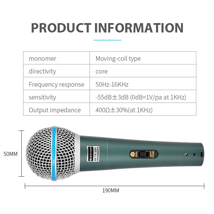 BETA 58A Supercardioid Dynamic Microphone For Stage Singing Professional Wired Microphone for Shure Karaoke BBOX Recording Vocal